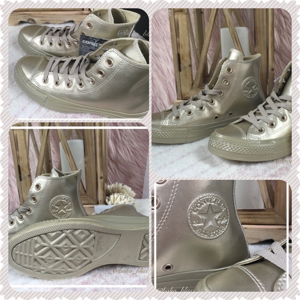 CONVERSE | Metallic Gold Canvas High Top Sneakers NEW